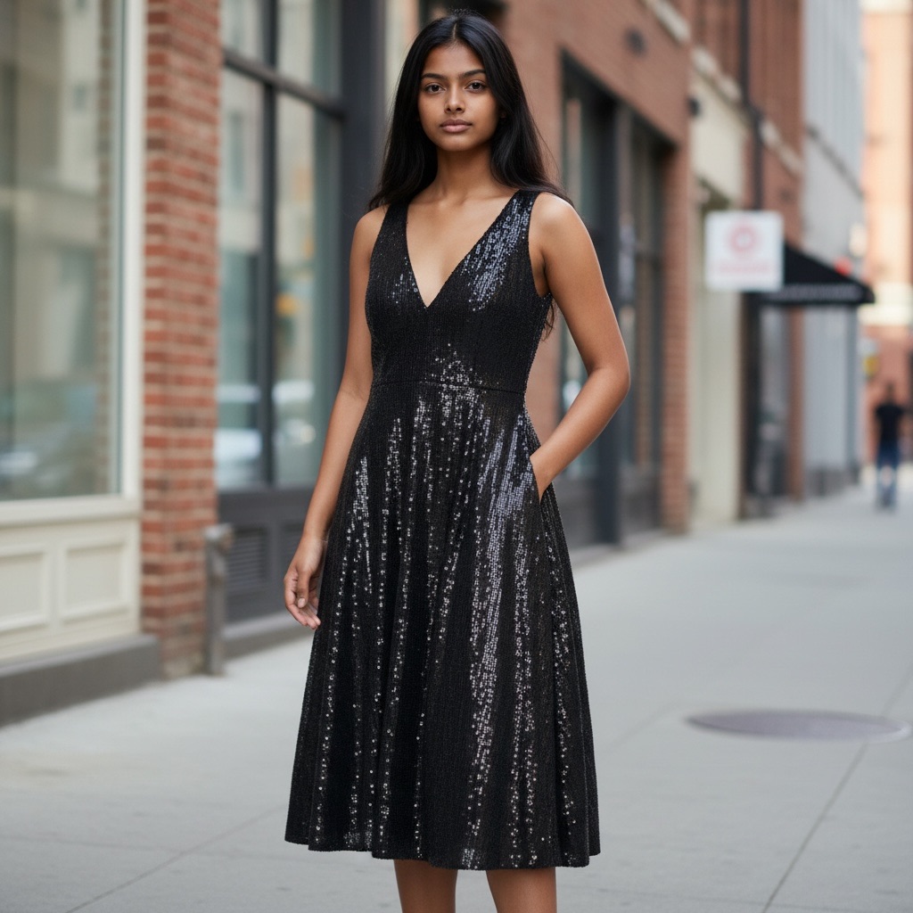 Jay Godfrey Sequined Plunge Neckline Merlin Monroe Full Skirt Evening Dress 4